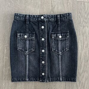 Saint Laurent Black Denim Button-Front Black Skirt